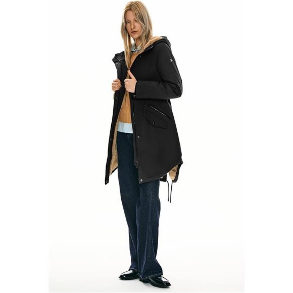 Women's Thicken Fleece Lined Parka Winter Coat Hooded Jacket with Pockets - Picture 5 of 7